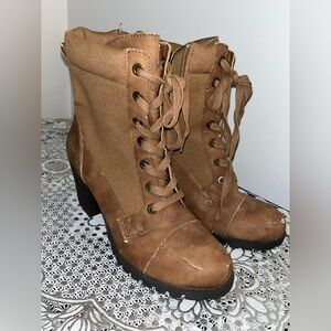 Women Booties Size 10W Brown Laced Up No Brand Has Some Damages Wear Off See Pic